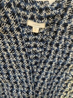 Pleione Blue White Black Printed Blouse
